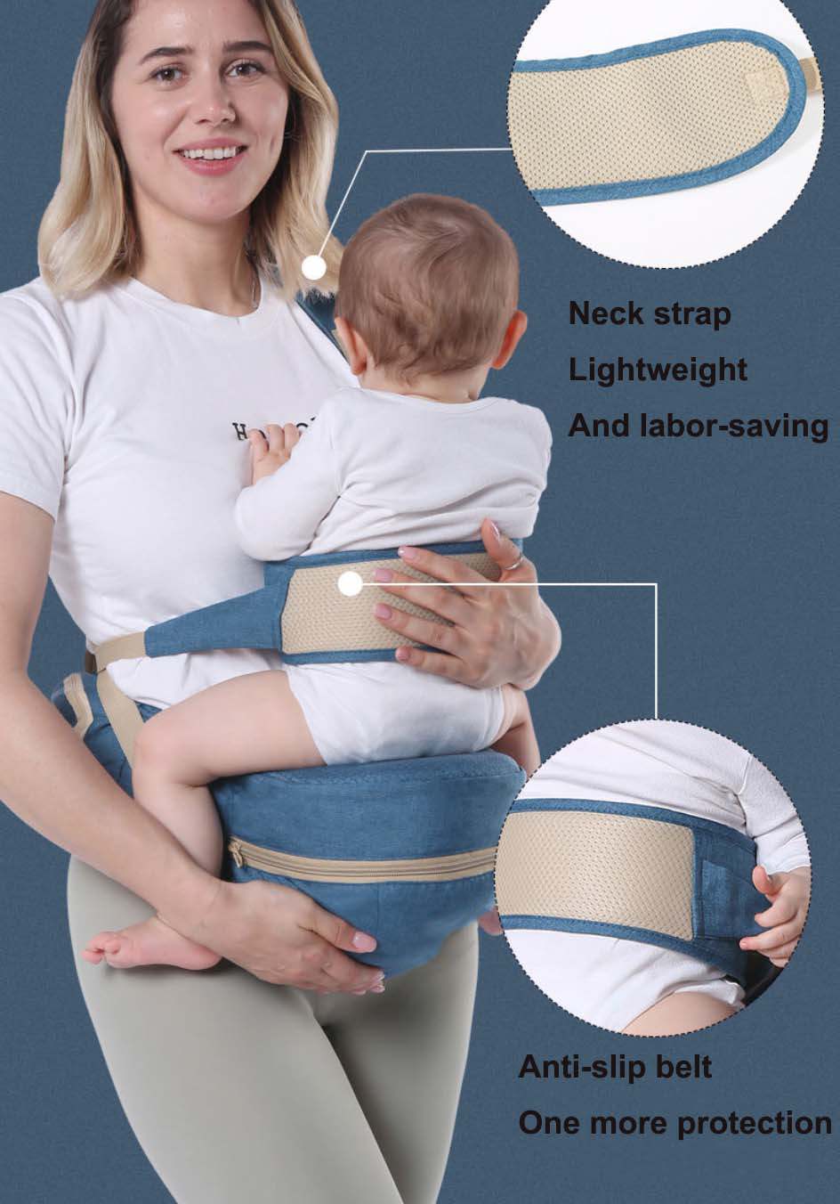 Rockabye Baby Hip Seat Carrier with Chest & PADDED Shoulder Strap