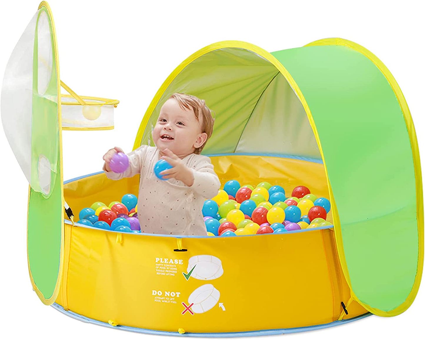 Pira 4-in-1 Pop Up Tent and Paddling Pool / Ball Pit with UV Protective Sunshade and Ball Hoop