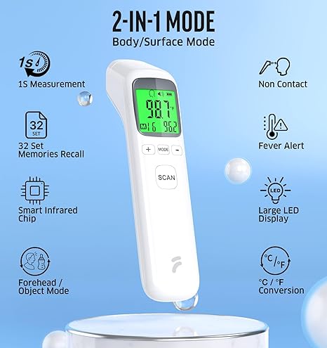 Multifunctional Non-Contact Forehead, Object & Milk Thermometer by Rockabye