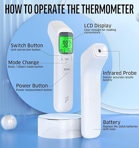 Multifunctional Non-Contact Forehead, Object & Milk Thermometer by Rockabye