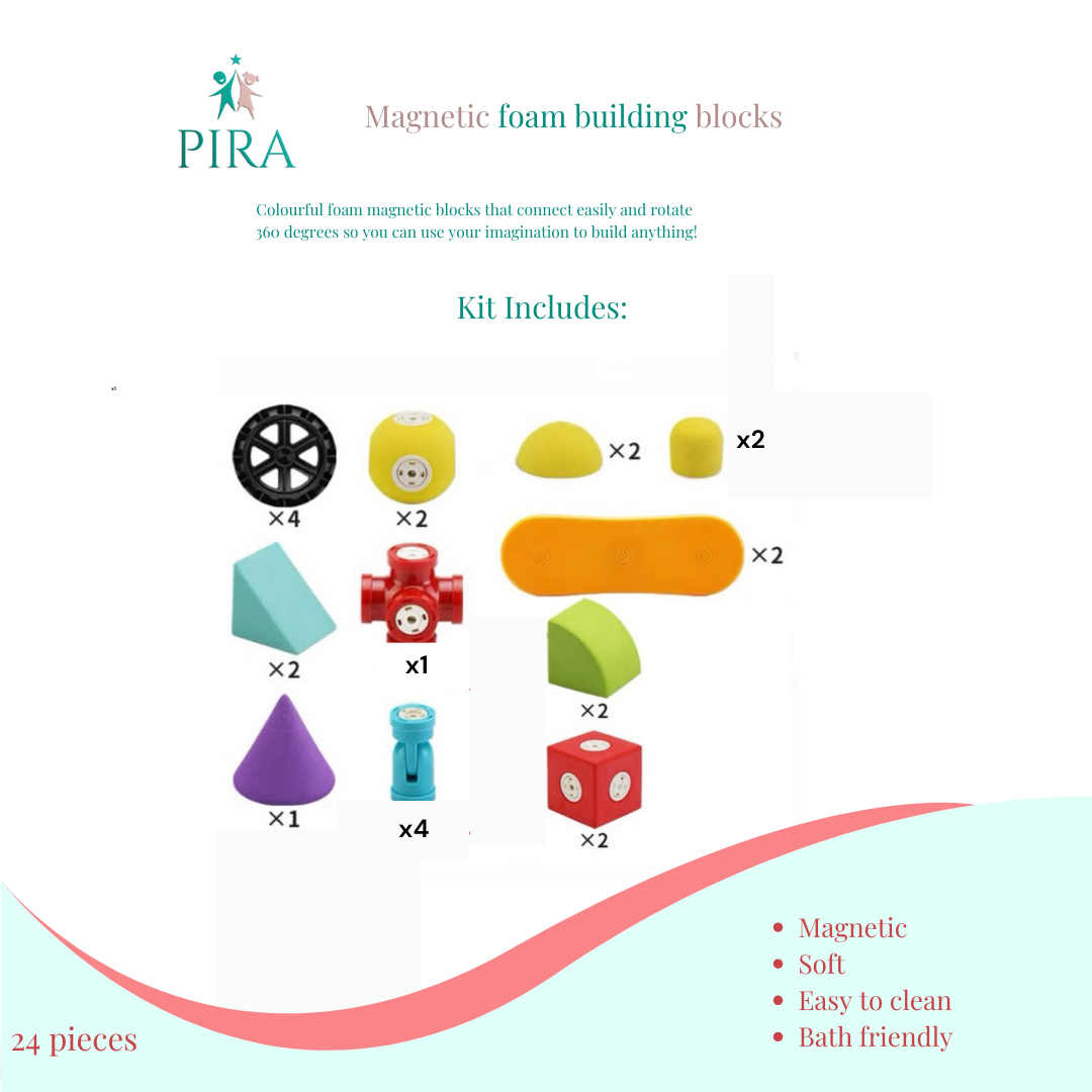 PIRA magnetic foam building blocks- 24 piece Starter Set