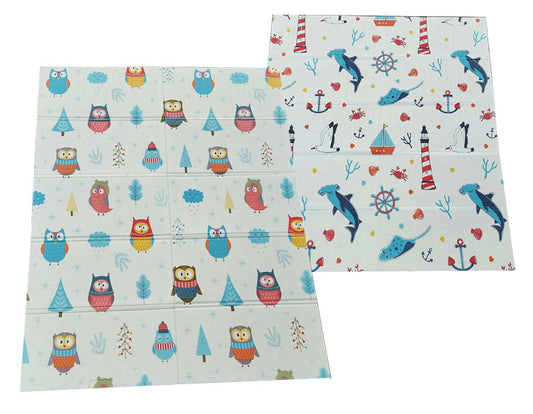 PIRA Foldable & Reversible Extra Large Play Mat, Ocean / Woodland