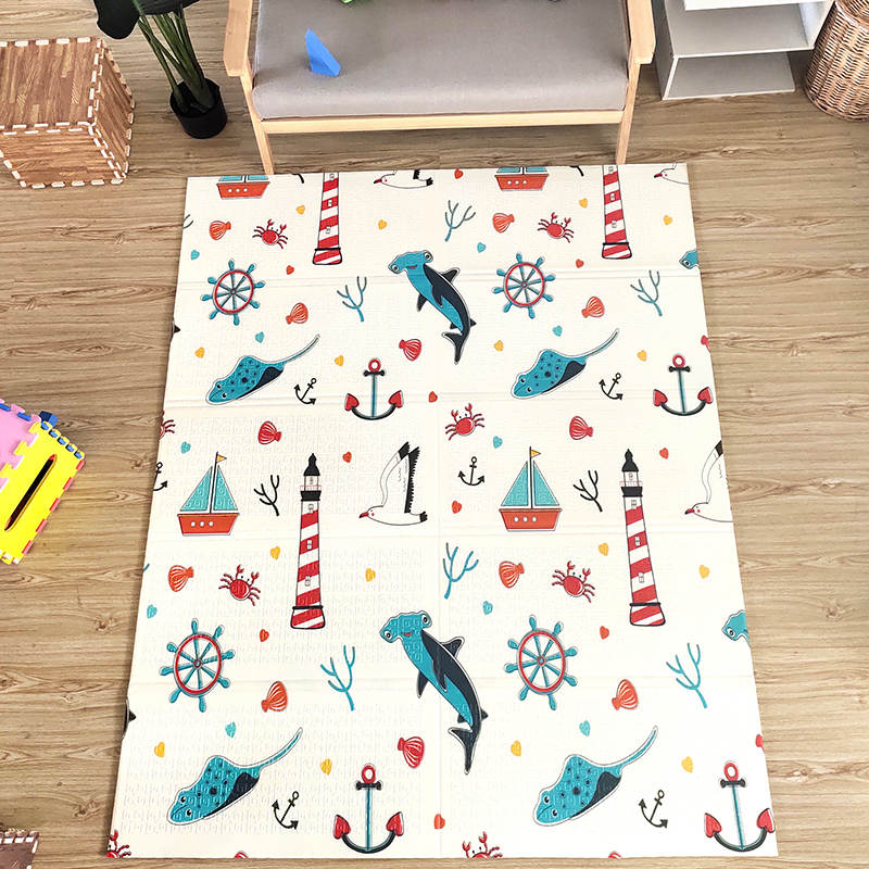 PIRA Foldable & Reversible Extra Large Play Mat, Ocean / Woodland