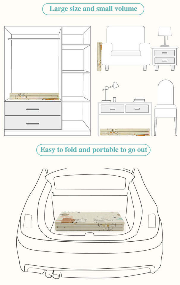 PIRA Foldable & Reversible Extra Large Play Mat, Holiday / Height Chart