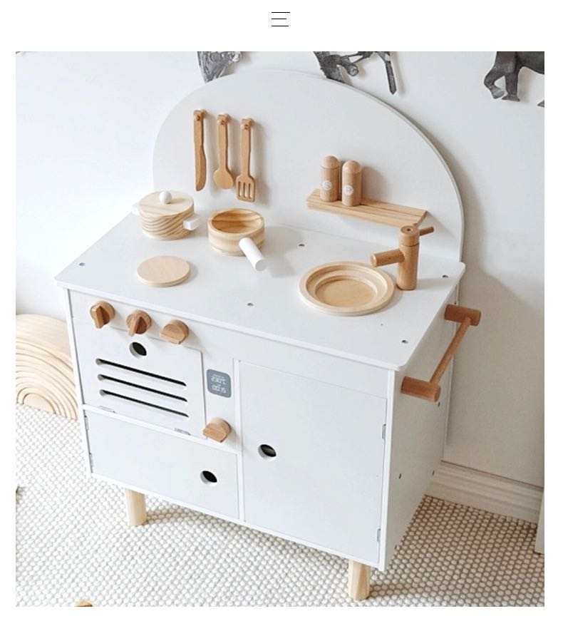 PIRA Kienvy Wooden Play Kitchen with Accessories, White